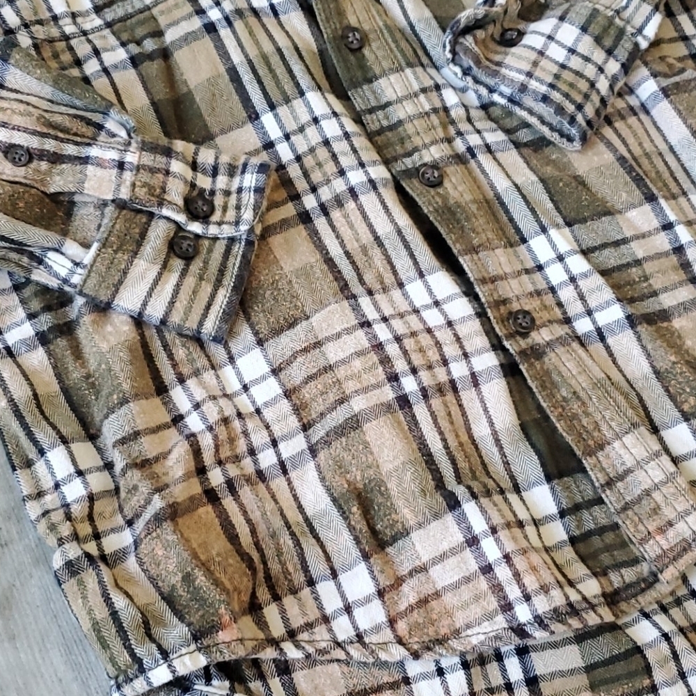 Oversized Upcycled Bleached Flannel Shirt Sz Small - Picture 2 of 5